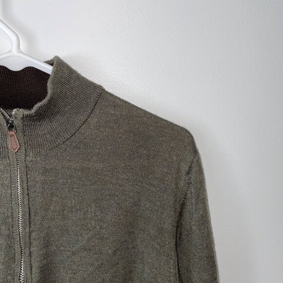 Black Brown 1826 100% Merino Wool Pullover Zip Sweater Made In Italy Size M - Picture 2 of 5